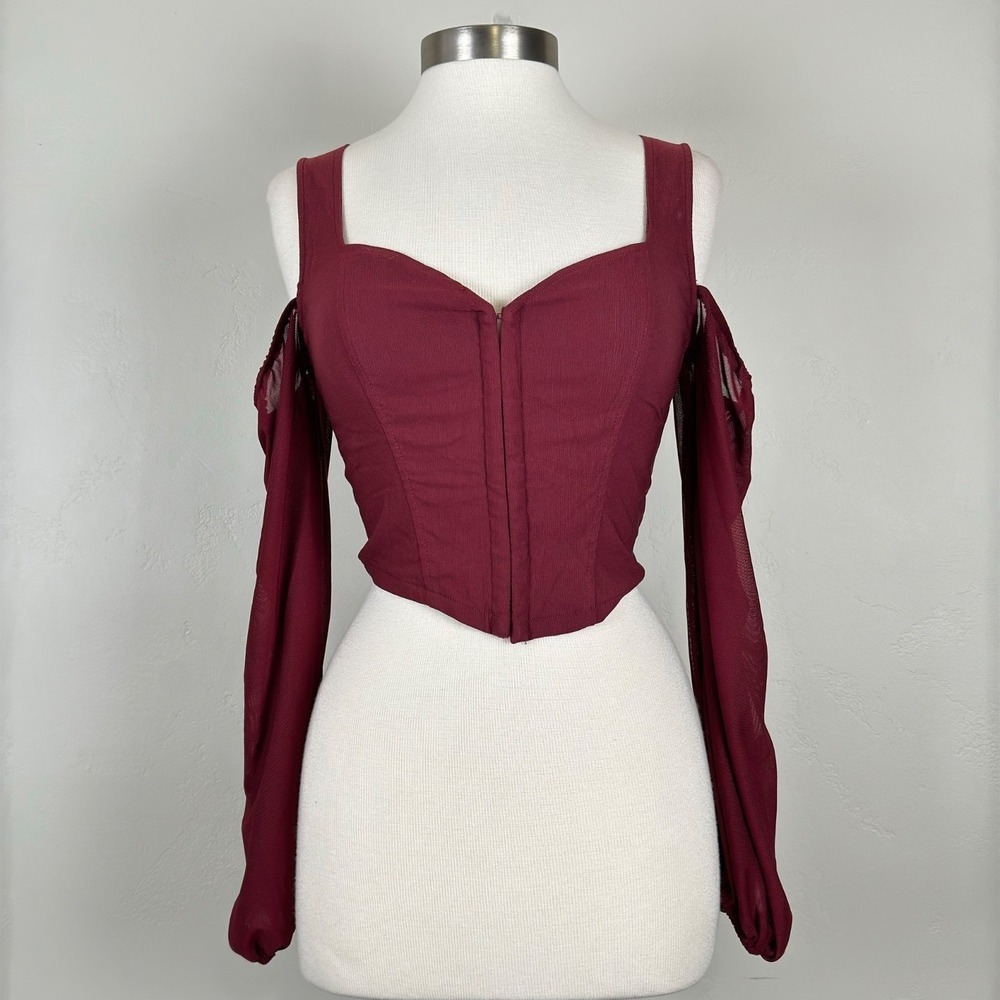 Womens Renaissance Goth Dark Romantic Corset Sz Small Burgundy Regal Regency
